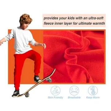 JIAHONG Kids Fleece Sweatpants Soft Brushed Joggers Pants Drawstring Casual Plain Sweatpants for Boys or Girls 3-12Y(red, xs(3-4y)