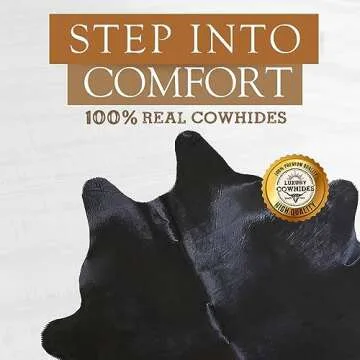 Sunshine Cowhides 100% Genuine Black Cowhide Rug - Luxurious Cow Rug for Bedroom, Kitchen, Living Room, and Home Decor - A Masterpiece of Style and Functionality for Interior Spaces - Large (6x6-7ft)