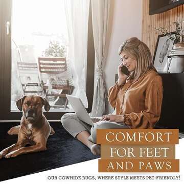 Sunshine Cowhides 100% Genuine Black Cowhide Rug - Luxurious Cow Rug for Bedroom, Kitchen, Living Room, and Home Decor - A Masterpiece of Style and Functionality for Interior Spaces - Large (6x6-7ft)