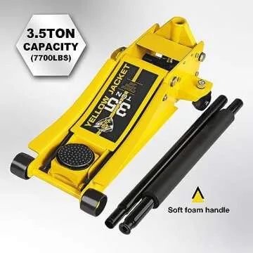 YELLOW JACKET 3.5 Ton Low Profile Floor Jack for Fast Lifting and Safety