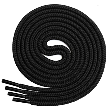 Miscly Round Boot Laces [1 Pair] Heavy Duty and Durable Shoelaces for Boots, Work Boots & Hiking Shoes (Black, 27 inches (69 cm))
