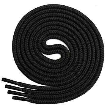 Miscly Round Boot Laces [1 Pair] Heavy Duty and Durable Shoelaces for Boots, Work Boots & Hiking Shoes (Black, 27 inches (69 cm))