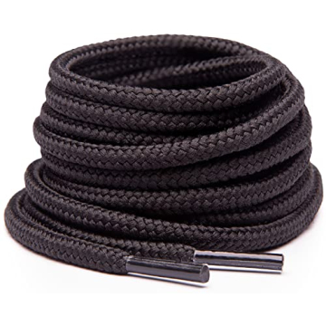 Miscly Round Boot Laces [1 Pair] Heavy Duty and Durable Shoelaces for Boots, Work Boots & Hiking Shoes (Black, 27 inches (69 cm))
