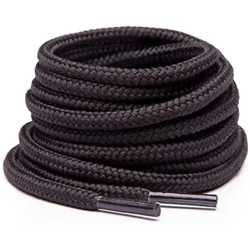Miscly Round Boot Laces [1 Pair] Heavy Duty and Durable Shoelaces for Boots, Work Boots & Hiking Shoes (Black, 27 inches (69 cm))