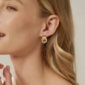 SHERLOVE Gold Plated Double Knot Earrings - Lightweight & Trendy Jewelry