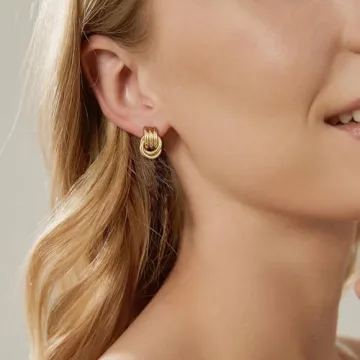 SHERLOVE Gold Plated Double Knot Earrings for Women
