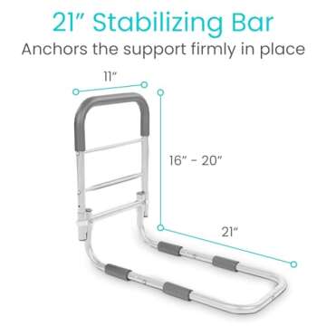Vive Bed Rail - Compact Assist Railing for Elderly Seniors, Handicap - Standing Bar Handle with Fall...