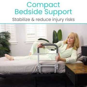 Vive Bed Rail - Compact Assist Railing for Elderly Seniors, Handicap - Standing Bar Handle with Fall Prevention Guard - Adjustable Bedrail Cane fits King, Queen, Full, Twin - Stability Grab Bar