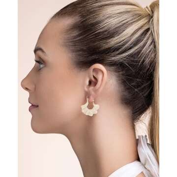 Statement Earrings for Women, Gold Dangle Earrings, Gold Statement Earrings, Pearl Earrings, Gold Earrings, Earrings Dangle, Gold Hoop Earrings for Women, Fan Shape Earrings from SNGIA, Earrings