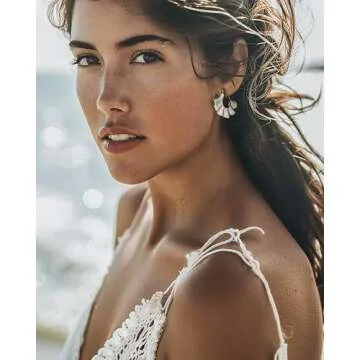 Statement Earrings for Women, Gold Dangle Earrings, Gold Statement Earrings, Pearl Earrings, Gold Earrings, Earrings Dangle, Gold Hoop Earrings for Women, Fan Shape Earrings from SNGIA, Earrings