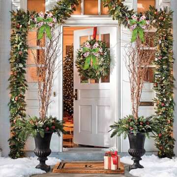 5 Rolls Christmas Wired Edge Ribbons 2.5 Inch Wide 30 Yards Wave Point Ribbon for DIY Christmas Wreaths Bows Wrapping Present Crafts Decoration