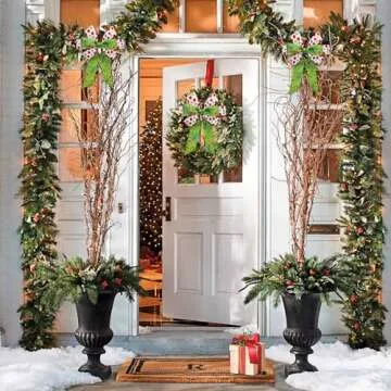 5 Rolls Christmas Wired Edge Ribbons 2.5 Inch Wide 30 Yards Wave Point Ribbon for DIY Christmas Wreaths Bows Wrapping Present Crafts Decoration