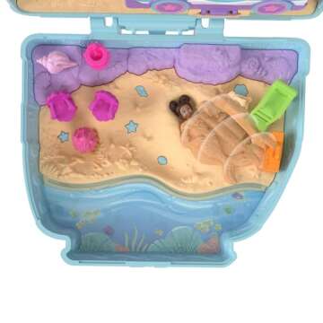 Polly Pocket Dolls & Playset, Seaside Puppy Ride Compact with 11 Accessories, Travel Toy with Fidget Exterior