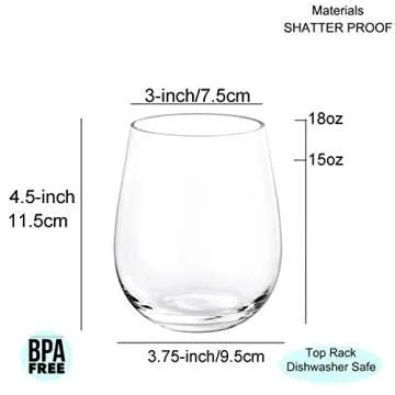 KX-WARE Unbreakable 18-ounce Acrylic Stemless Wine Glasses, set of 4 Clear