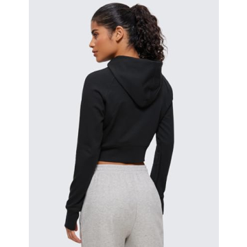 CRZ YOGA Women's Fleece Cropped Hoodie - Soft & Stylish