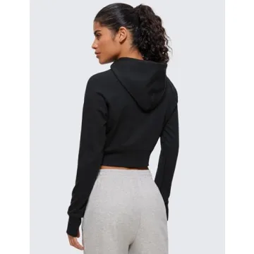 CRZ YOGA Women's Fleece Cropped Hoodie - Soft & Stylish