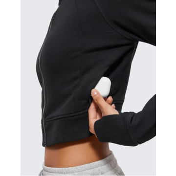 CRZ YOGA Women's Fleece Cropped Hoodie - Soft & Stylish