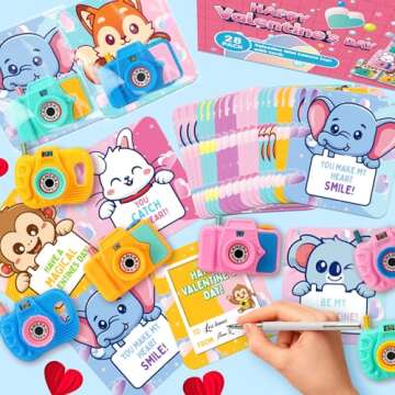 28 Pack Valentines Day Cards for Kids School - Mini Camera Viewers with Greeting Cards, Valentines Day Gifts for Kids, Valentine Party Favors for Boys Girls, Exchange Cards Gift for School Classroom