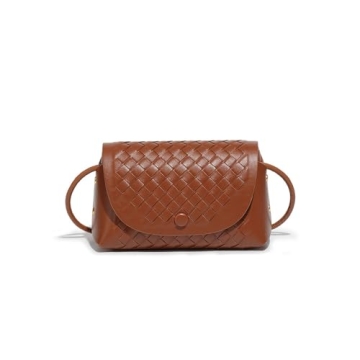 Waiyqju Luxury Mini Small Woven Women's Tote Leather Fashion Travel Daily Crossbody Bag (brown.)