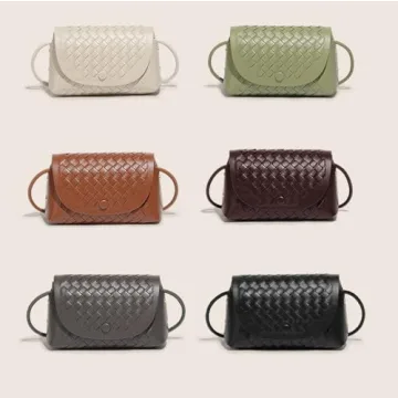 Waiyqju Luxury Mini Small Woven Women's Tote Leather Fashion Travel Daily Crossbody Bag (brown.)