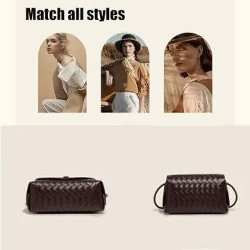 Waiyqju Luxury Mini Small Woven Women's Tote Leather Fashion Travel Daily Crossbody Bag (brown.)