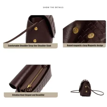 Waiyqju Luxury Mini Small Woven Women's Tote Leather Fashion Travel Daily Crossbody Bag (brown.)