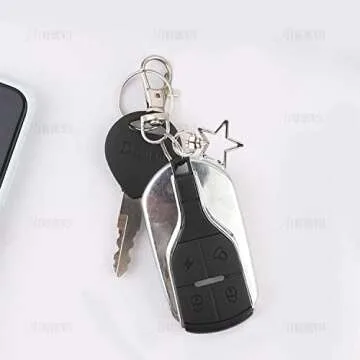 AUEAR, Keychain Metal Spring Snap for DIY Keychain Hanging Buckle and Bag Accessories Creative Key Ring (50 Pack, Star Shape Design, Silver)