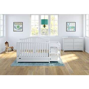 Graco Solano 4-in-1 Convertible Crib and Changer with Drawer (White) – Crib and Changing -Table Co...