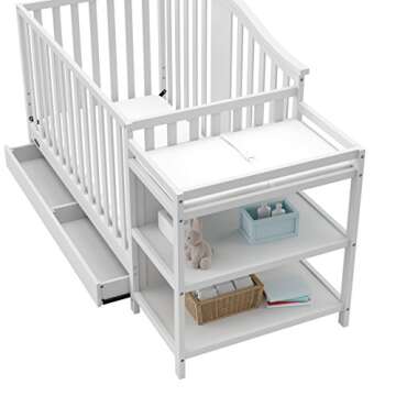Graco Solano 4-in-1 Convertible Crib and Changer with Drawer (White) – Crib and Changing -Table Combo with Drawer, Includes Changing Pad, Converts to Toddler Bed, Daybed and Full-Size Bed
