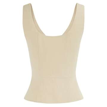 Scarlet Darkness Women Vintage Waistcoat Vintage Renaissance Lace Up Vest Coat Beige M