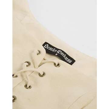 Scarlet Darkness Women Vintage Waistcoat Vintage Renaissance Lace Up Vest Coat Beige M