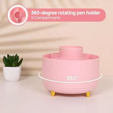 Stylish SKYDUE Pink Desk Accessories Set - 10 Pieces for Organization