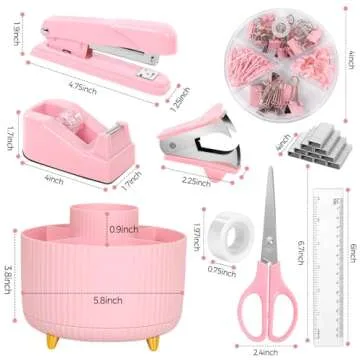 Stylish SKYDUE Pink Desk Accessories Set - 10 Pieces for Organization