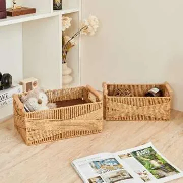 Stylish Wicker Storage Basket Set for Home Organization