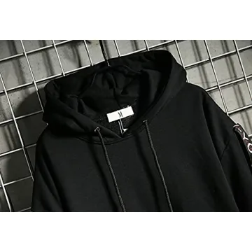 DUDHUH Men's Stylish Casual Hoodie Pullover Sweatshirt Black