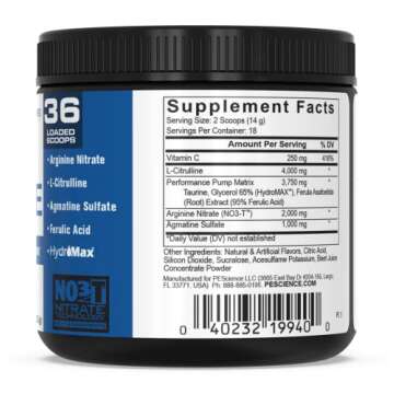 PEScience High Volume Caffeine Free Pump Pre Workout, Cotton Candy, 252 Gram …