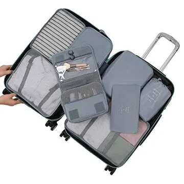 Belsmi 8 Set Packing Cubes with Shoe Bag - Stylish Travel Organizer for Effortless Packing