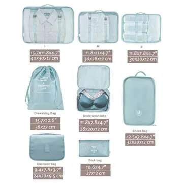 Belsmi 8 Set Packing Cubes - Travel Organizer Set in Grey