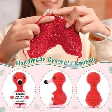 Valentine’s Day Gifts for Her Girlfriend Wife Flamingo I Love You Gifts Valentine’s Day Decorations Flamingo Handmade Crochet Animals Anniversary Women Gifts Birthday Romantic Flamingo Lover Present