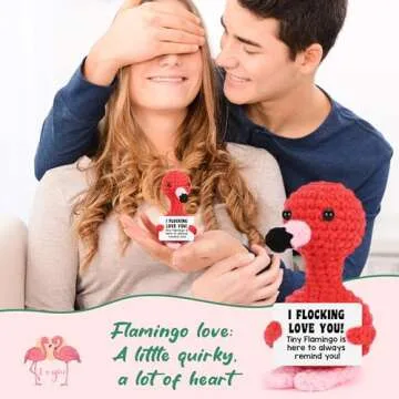 Valentine’s Day Gifts for Her Girlfriend Wife Flamingo I Love You Gifts Valentine’s Day Decorations Flamingo Handmade Crochet Animals Anniversary Women Gifts Birthday Romantic Flamingo Lover Present