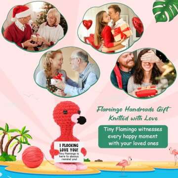 Valentine’s Day Gifts for Her Girlfriend Wife Flamingo I Love You Gifts Valentine’s Day Decorations Flamingo Handmade Crochet Animals Anniversary Women Gifts Birthday Romantic Flamingo Lover Present