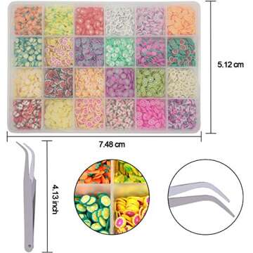 Duufin 16800 Pcs Nail Art Fruit Slices Colorful 3D Fruit Nail Slices with a Tweezers for Art DIY, Slime Making, Craft, Decoration