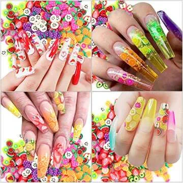 Duufin 16800 Pcs Nail Art Fruit Slices Colorful 3D Fruit Nail Slices with a Tweezers for Art DIY, Slime Making, Craft, Decoration