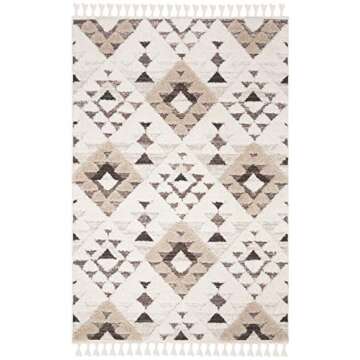 SAFAVIEH Moroccan Tassel Shag Collection Accent Rug - Cozy and Easy Care, 4' x 6'
