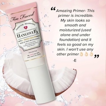 Too Faced Hangover Replenishing Face Primer | Hydrating + Dewy, 1.4 Ounce, Clear