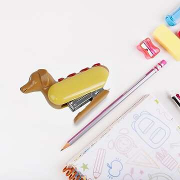 YOBRO Mini Stapler for Kids Students Novelty Hotdog Desktop Stapler with 1000PCS Staples 12 Sheets Capacity Stationery Animal Stapler for Home Office Stocking Stuffers for Kids