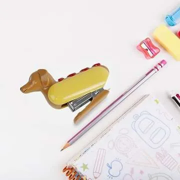 YOBRO Mini Stapler for Kids Students Novelty Hotdog Desktop Stapler with 1000PCS Staples 12 Sheets Capacity Stationery Animal Stapler for Home Office Stocking Stuffers for Kids