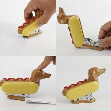 YOBRO Mini Stapler for Kids Students Novelty Hotdog Desktop Stapler with 1000PCS Staples 12 Sheets Capacity Stationery Animal Stapler for Home Office Stocking Stuffers for Kids