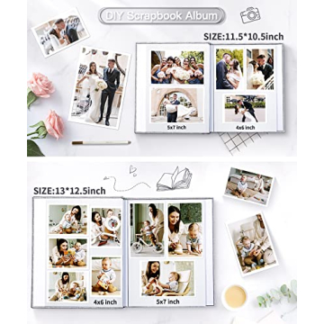 Popotop Self Adhesive Photo Album for 4x6 5x7 8x10 Pictures