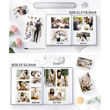 Popotop Self Adhesive Photo Album for 4x6 5x7 8x10 Pictures